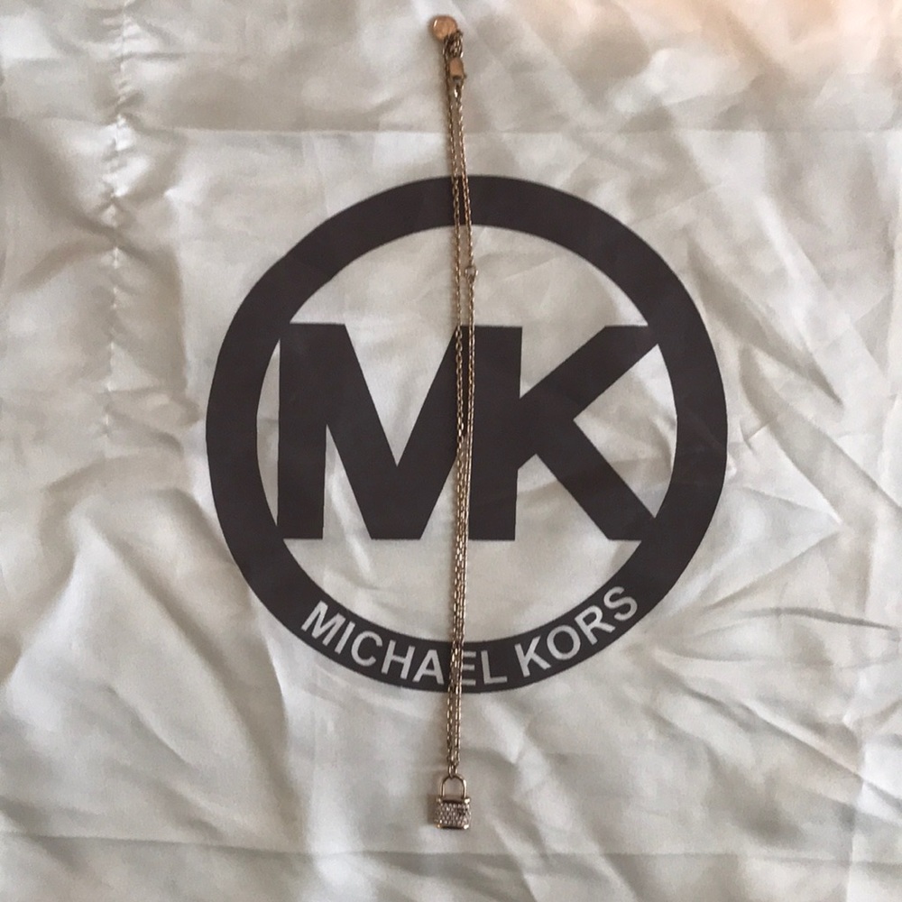 Michael Kors Rose Gold Necklace with Purse Charm